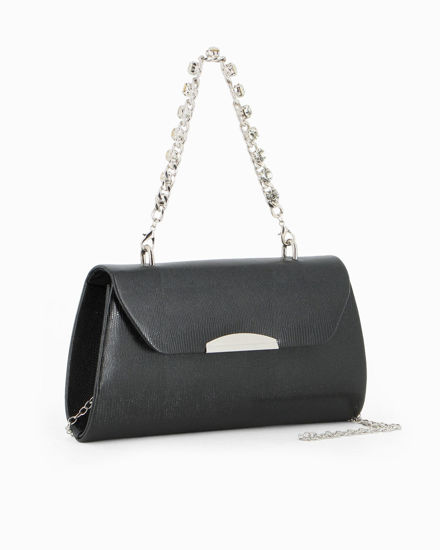 Immagine di DIVAS - Pochette nera con manico gioiello e patta