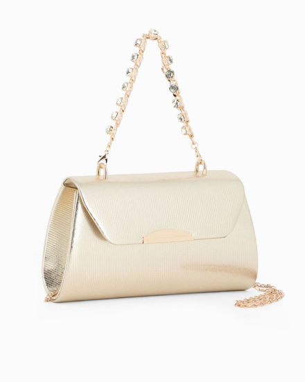 Immagine di DIVAS - Pochette oro con manico gioiello e patta