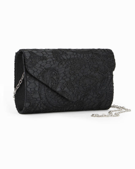 Immagine di DIVAS - Pochette nera in pizzo con patta