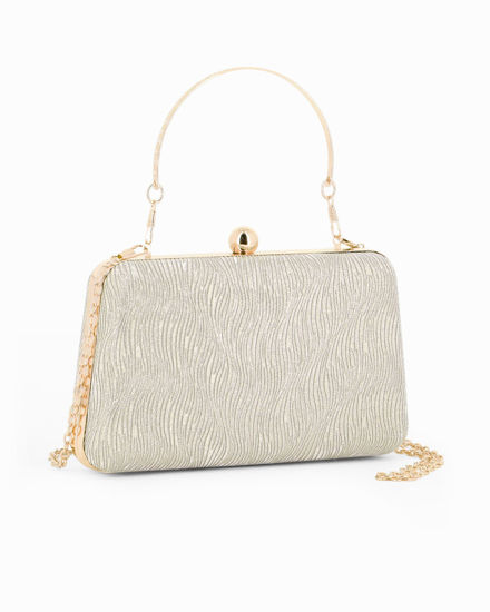 Immagine di DIVAS - Clutch oro rigida effetto ondulato con manico e pomello