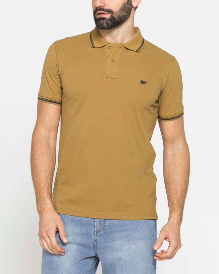 Immagine di CARRERA - Polo manica corta basic in piquet di cotone senape con bordino a contrasto