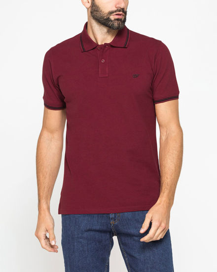 Immagine di CARRERA - Polo manica corta basic in piquet di cotone bordeaux con bordino a contrasto