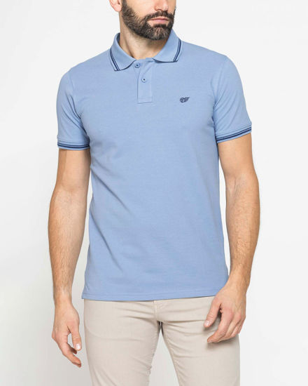 Immagine di CARRERA - Polo manica corta basic in piquet di cotone celeste con bordino a contrasto