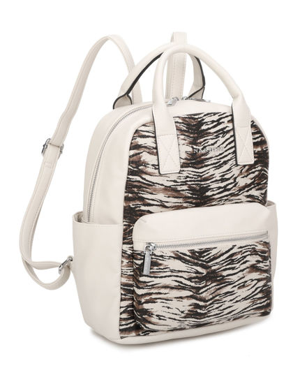 Immagine di NARDINI - Zaino animalier beige multitasche intreccio con due manici