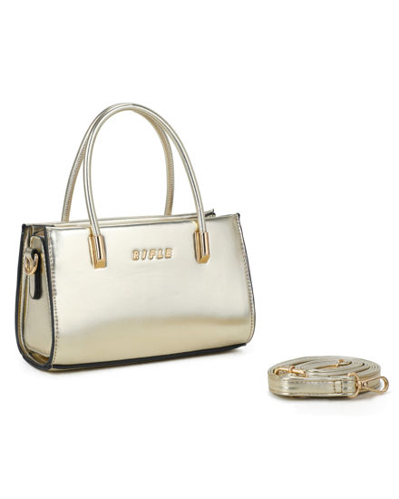 Immagine di RIFLE - Minibag due manici platino con tracolla removibile