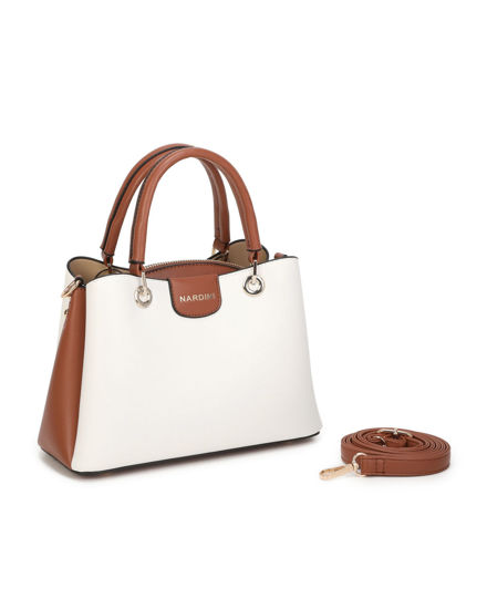 Immagine di NARDINI - Minibag bianca con tre scomparti principali, tracolla removibile