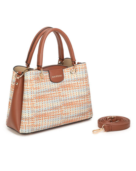 Immagine di NARDINI - Minibag multicolor effetto intreccio con tre scomparti principali, tracolla removibile