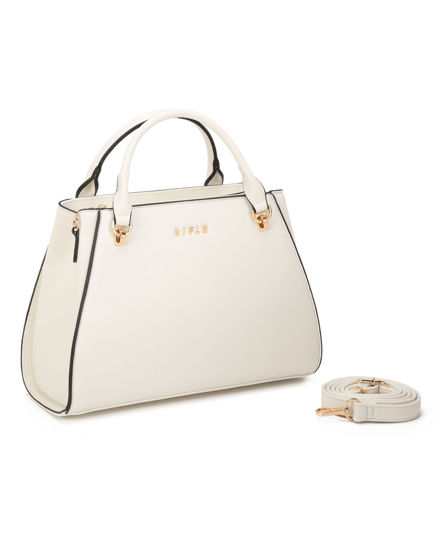 Immagine di RIFLE - Borsa due manici avorio con tasca posteriore, tracolla removibile