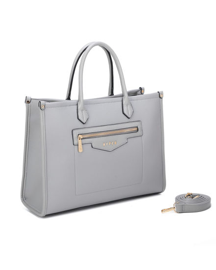 Immagine di RIFLE - Borsa due manici perla con tre scomparti principali e tasca frontale, tracolla removibile