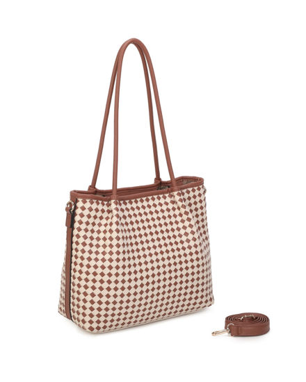 Immagine di RIFLE - Borsa shopping cuoio intrecciata, tracolla removibile