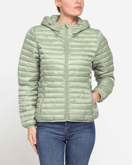 Immagine di CARRERA - Giubbino 100 grammi con cappuccio in tessuto ripstop verde salvia da donna