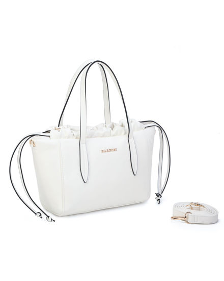 Immagine di NARDINI - Borsa due manici bianca con coulisse, tracolla removibile