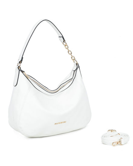 Immagine di NARDINI - Borsa sacca bianca con tre scomparti interni, tracolla removibile