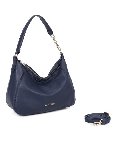 Immagine di NARDINI - Borsa sacca blu con tre scomparti interni, tracolla removibile