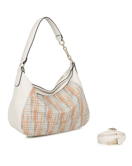 Immagine di NARDINI - Borsa sacca multicolor effetto intreccio con tre scomparti interni, tracolla removibile