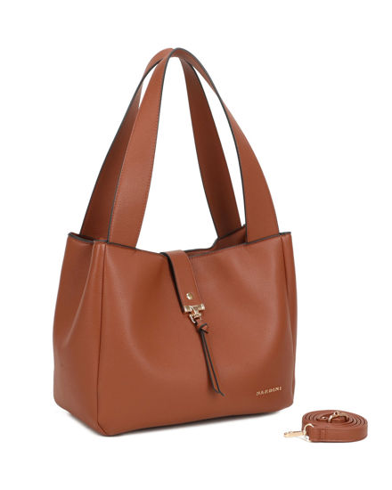 Immagine di NARDINI - Borsa due manici cuoio con pattina, tracolla removibile