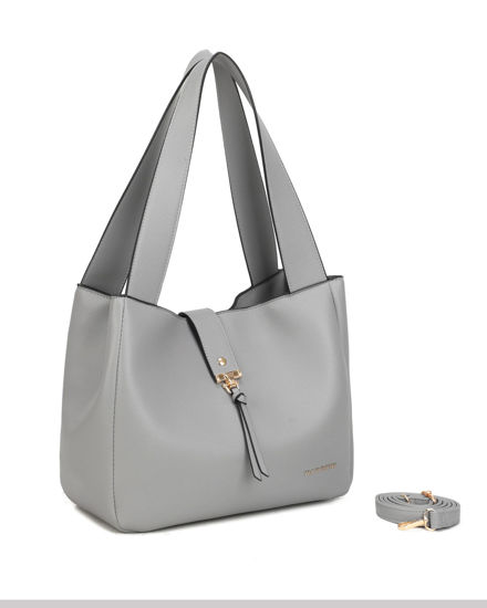 Immagine di NARDINI - Borsa due manici perla con pattina, tracolla removibile