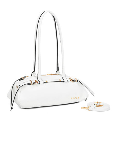 Immagine di RIFLE - Borsa baguette a spalla bianca con fibbie, tracolla removibile