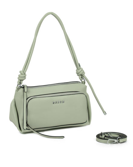 Immagine di RIFLE - Borsa a spalla verde salvia con tasca frontale e tracolla removibile