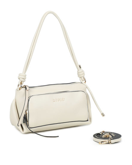 Immagine di RIFLE - Borsa a spalla beige con tasca frontale e tracolla removibile