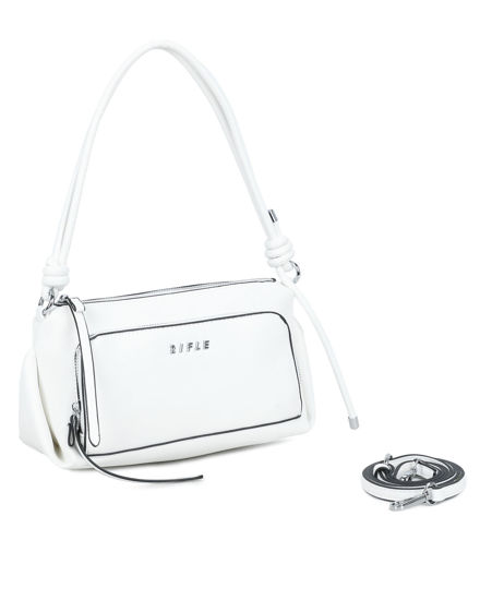 Immagine di RIFLE - Borsa a spalla bianca con tasca frontale e tracolla removibile