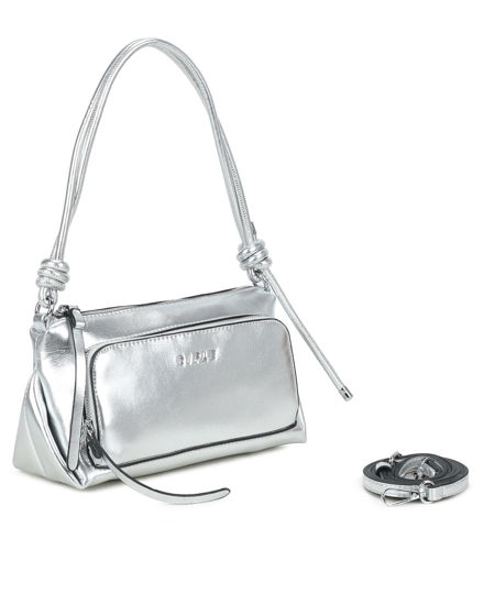 Immagine di RIFLE - Borsa a spalla argento con tasca frontale e tracolla removibile