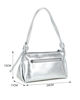 Immagine di RIFLE - Borsa a spalla argento con tasca frontale e tracolla removibile