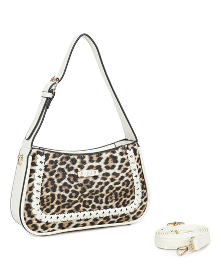 Immagine di RIFLE - Borsa a spalla maculata con dettaglio intreccio frontale, tracolla removibile