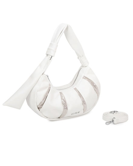 Immagine di RIFLE - Borsa a spalla bianca trapuntata con lustrini, tracolla removibile