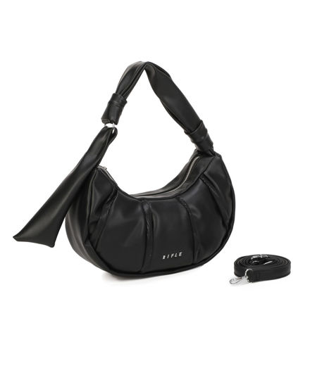 Immagine di RIFLE - Borsa a spalla nera trapuntata con lustrini, tracolla removibile