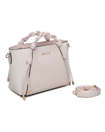 Immagine di RIFLE - Borsa a mano nude con manici intrecciati e tracolla removibile