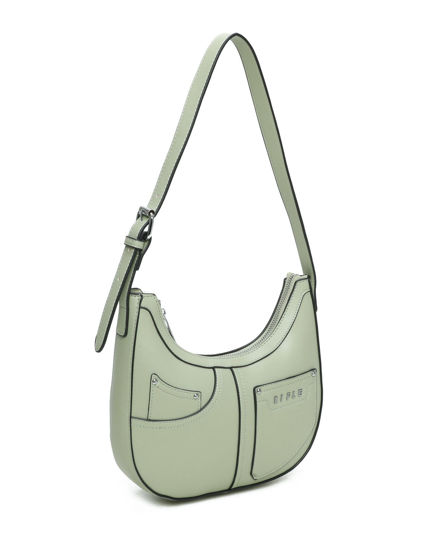Immagine di RIFLE - Borsa a spalla verde salvia con tasca posteriore e finte tasche frontali