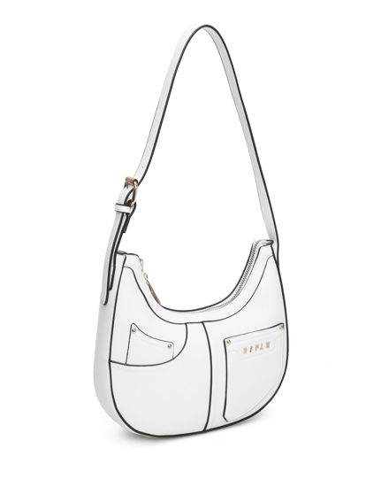 Immagine di RIFLE - Borsa a spalla bianca con tasca posteriore e finte tasche frontali