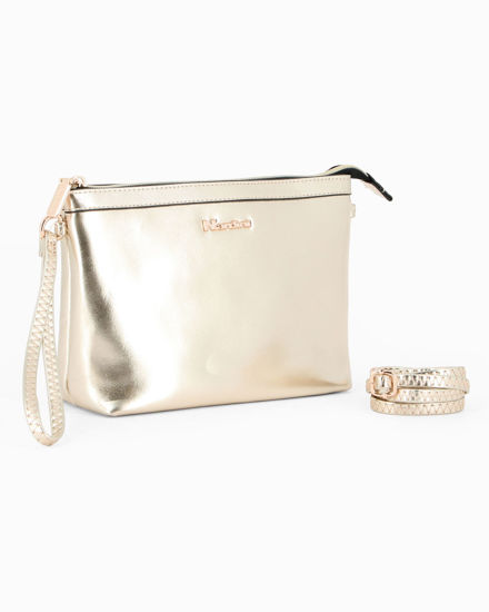 Immagine di NARDINI -  Pochette platino con polsiera, tracolla removibile