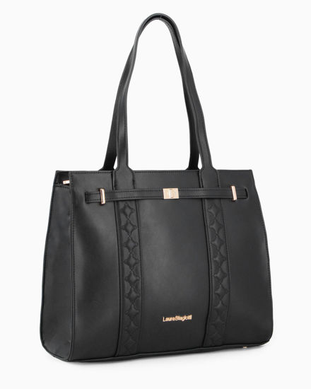 Immagine di LAURA BIAGIOTTI - Borsa shopping nera con cinturino frontale