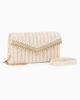 Immagine di DIVAS - Pochette beige in paglia con patta, manico e catenina removibili