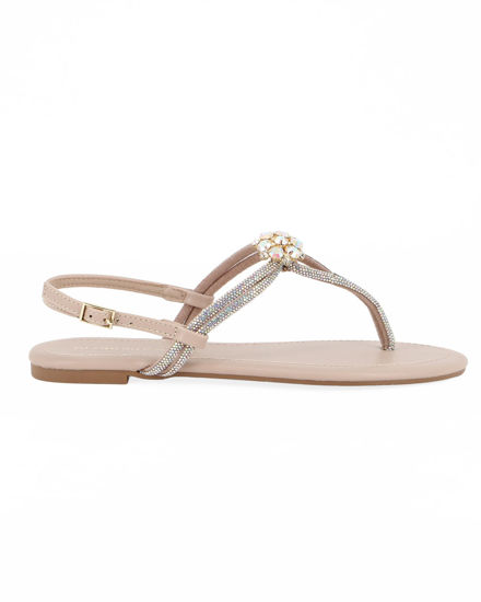 Immagine di GLOBO ROSA - Sandalo infradito beige con strass
