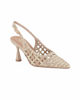 Immagine di MISS GLOBO - Décolleté slingback beige/platino intrecciata con sottopiede in VERA PELLE, tacco 7,5CM
