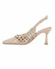 Immagine di MISS GLOBO - Décolleté slingback beige/platino intrecciata con sottopiede in VERA PELLE, tacco 7,5CM