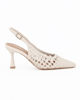 Immagine di MISS GLOBO - Décolleté slingback avorio intrecciata con sottopiede in VERA PELLE, tacco 7,5CM