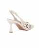 Immagine di MISS GLOBO - Décolleté slingback avorio intrecciata con sottopiede in VERA PELLE, tacco 7,5CM
