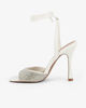 Immagine di MISS GLOBO - Sandalo bianco con sottopiede in VERA PELLE e fascia frontale in strass, tacco 10,5CM