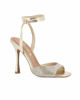 Immagine di MISS GLOBO - Sandalo platino con sottopiede in VERA PELLE e fascia frontale in strass, tacco 10,5CM