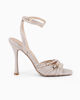 Immagine di MISS GLOBO - Sandalo rosegold in lurex con cinturini incrociati e punta quadrata, tacco 10,5CM