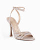 Immagine di MISS GLOBO - Sandalo rosegold in lurex con cinturini incrociati e punta quadrata, tacco 10,5CM