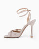 Immagine di MISS GLOBO - Sandalo rosegold in lurex con cinturini incrociati e punta quadrata, tacco 10,5CM