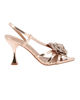 Immagine di MISS GLOBO - Sandalo rose gold con cinturino diagonale e applicazione rosa in strass, tacco 8,5CM