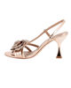 Immagine di MISS GLOBO - Sandalo rose gold con cinturino diagonale e applicazione rosa in strass, tacco 8,5CM