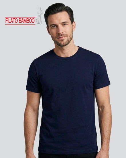 Immagine di BROKERS - Tshirt mezza manica scollo girocollo in BAMBOO blu