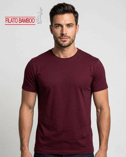 Immagine di BROKERS - Tshirt mezza manica scollo girocollo in BAMBOO bordeaux